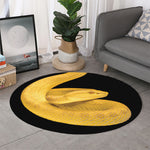 Yellow Snake Print Round Rug