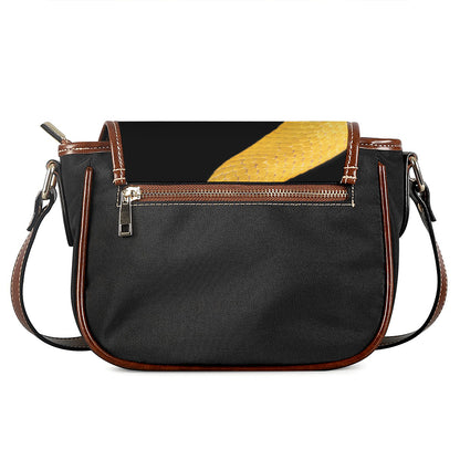 Yellow Snake Print Saddle Bag