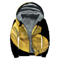 Yellow Snake Print Sherpa Lined Zip Up Hoodie