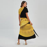 Yellow Snake Print Short Sleeve Maxi Dress