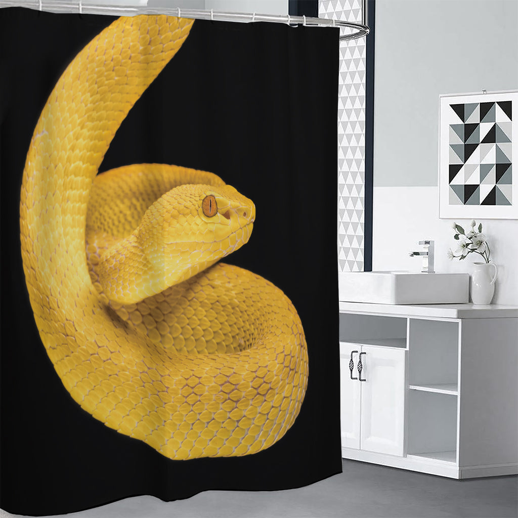 Yellow Snake Print Shower Curtain