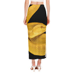 Yellow Snake Print Side Slit Maxi Skirt