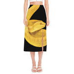 Yellow Snake Print Side Slit Midi Skirt