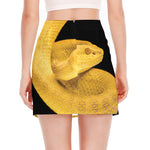Yellow Snake Print Side Slit Mini Skirt