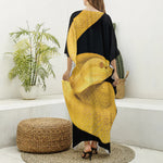 Yellow Snake Print Silk V-Neck Kaftan Dress