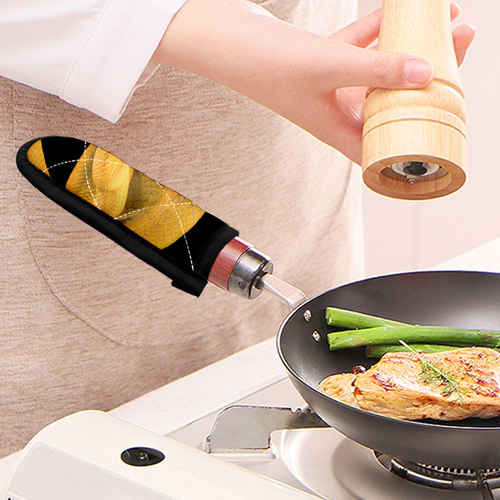 Yellow Snake Print Skillet Handle Cover
