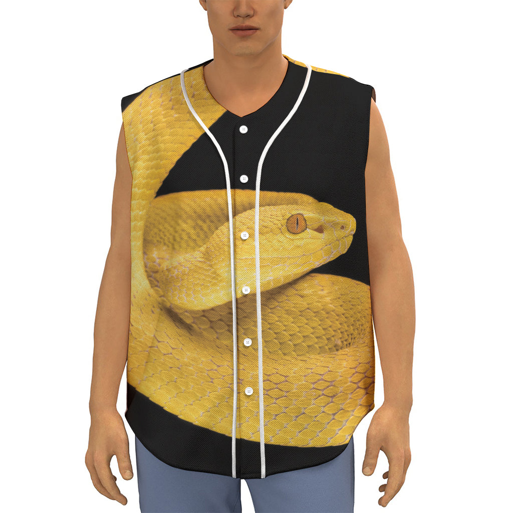 Yellow Snake Print Sleeveless Baseball Jersey