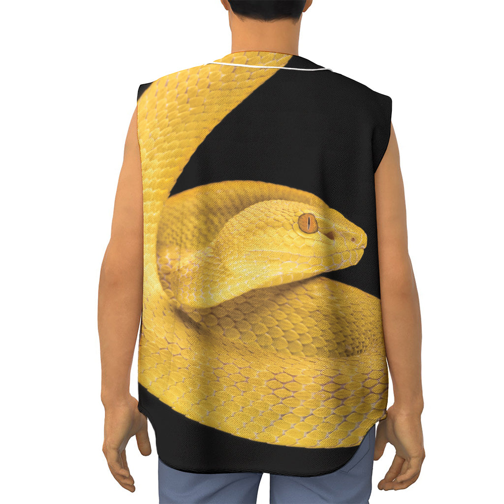 Yellow Snake Print Sleeveless Baseball Jersey