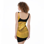 Yellow Snake Print Sleeveless Bodycon Dress