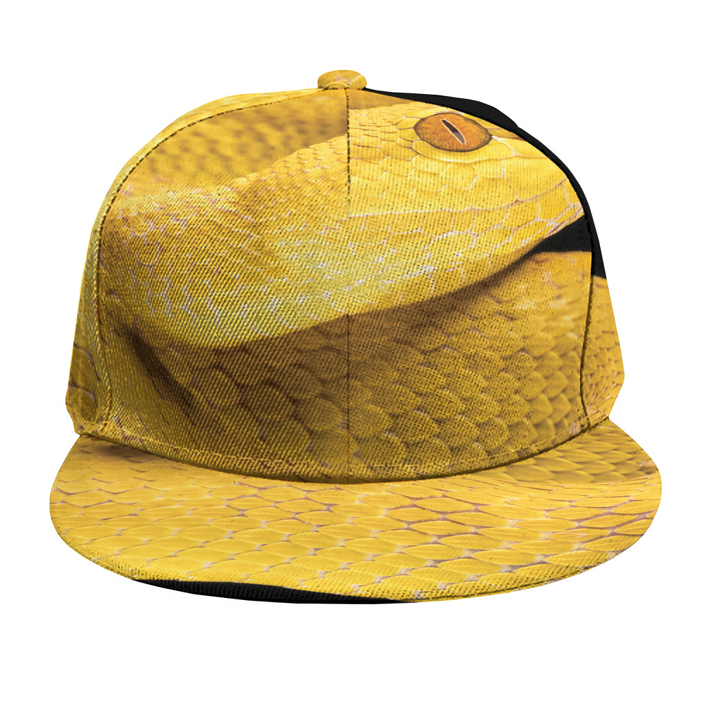 Yellow Snake Print Snapback Cap
