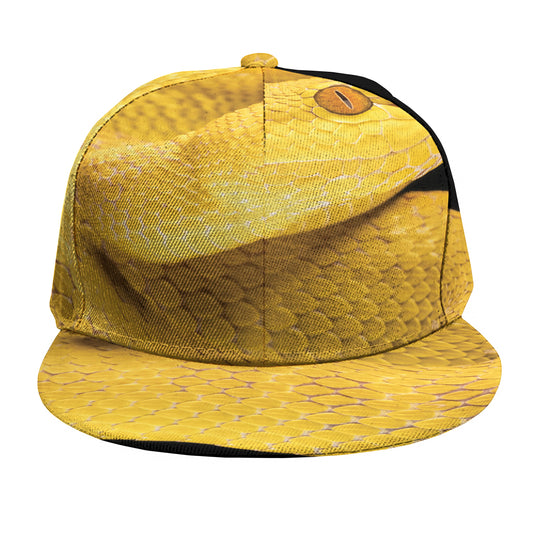 Yellow Snake Print Snapback Cap