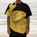 Yellow Snake Print Textured Short Sleeve Shirt