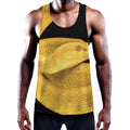 Yellow Snake Print Men's Workout Tank Top