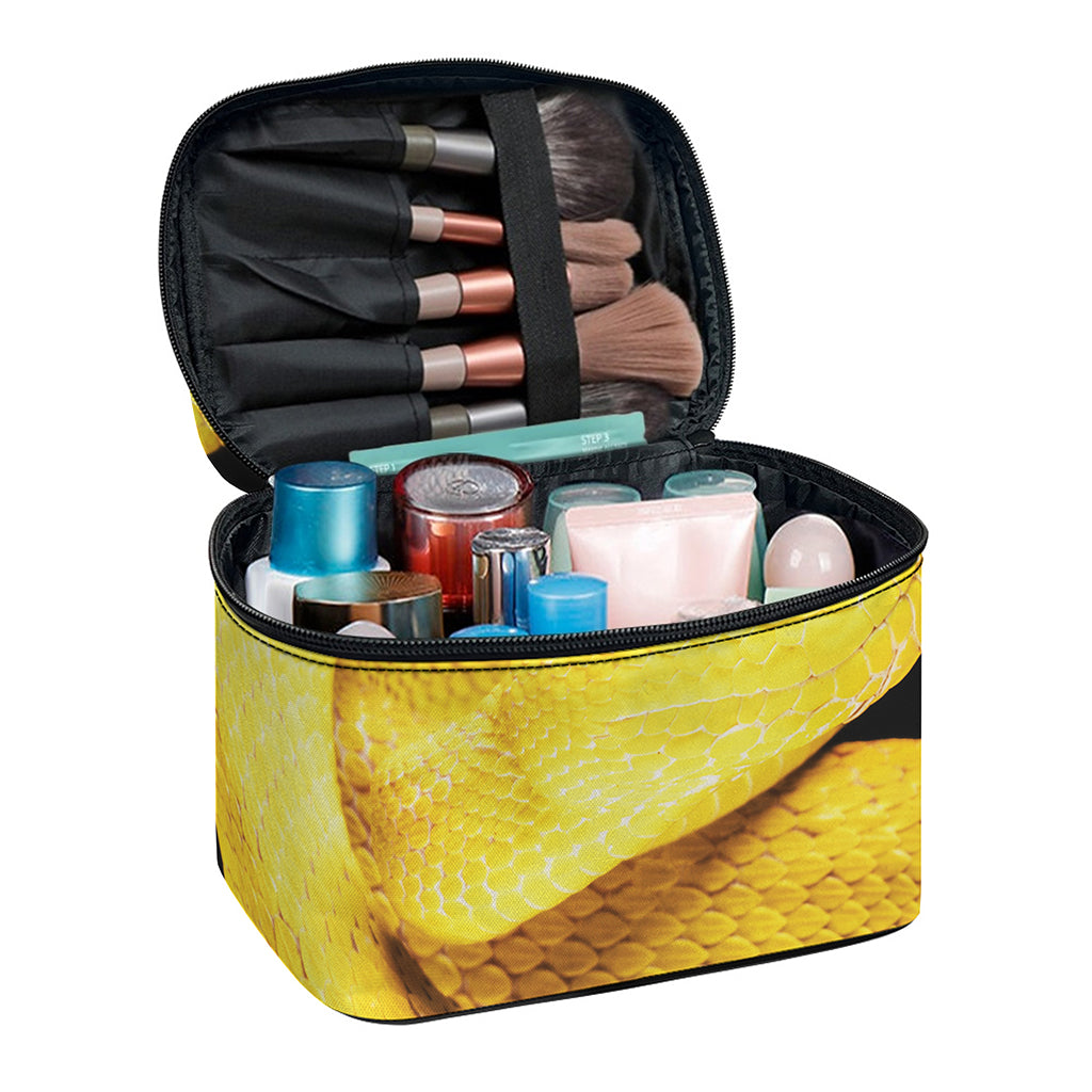 Yellow Snake Print Travel Makeup Bag