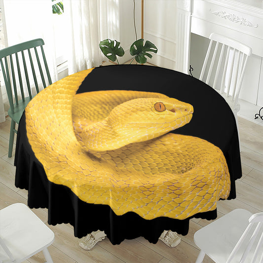Yellow Snake Print Waterproof Round Tablecloth