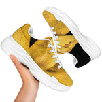 Yellow Snake Print White Chunky Shoes