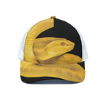 Yellow Snake Print White Mesh Trucker Cap