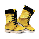 Yellow Snake Print Winter Boots