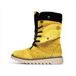 Yellow Snake Print Winter Boots
