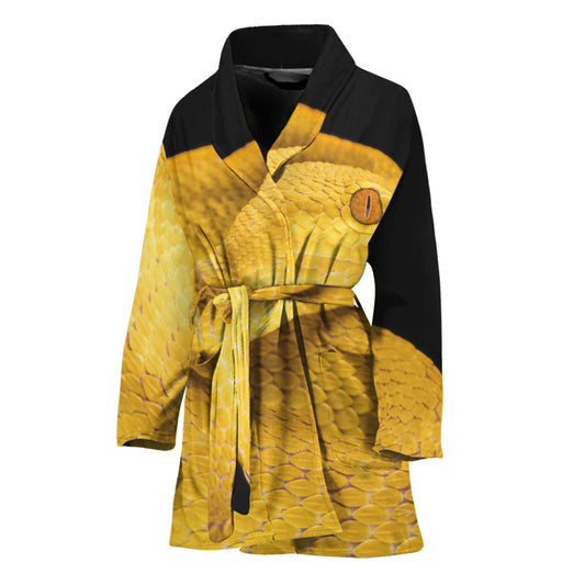 Yellow Snake Print Women's Bathrobe