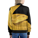 Yellow Snake Print Women's Bomber Jacket