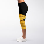 Yellow Snake Print Women's Capri Leggings