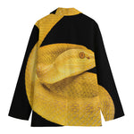 Yellow Snake Print Women's Cotton Blazer