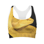 Yellow Snake Print Women's Sports Bra
