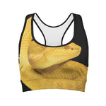 Yellow Snake Print Women's Sports Bra