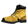 Yellow Snake Print Padded Collar Lace Up Boots