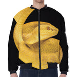 Yellow Snake Print Zip Sleeve Bomber Jacket