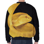 Yellow Snake Print Zip Sleeve Bomber Jacket