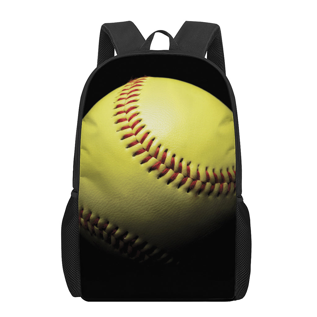 Yellow Softball Ball Print 17 Inch Backpack