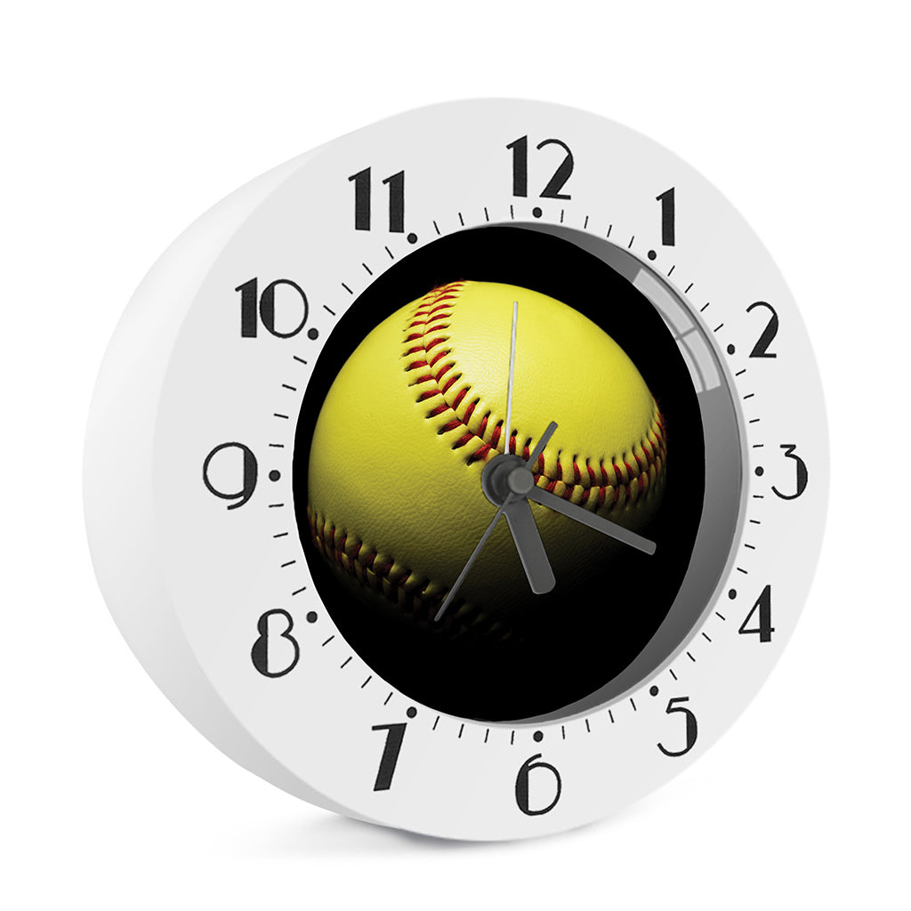 Yellow Softball Ball Print Alarm Clock