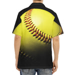 Yellow Softball Ball Print Aloha Shirt