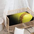 Yellow Softball Ball Print Baby Crib Sheet