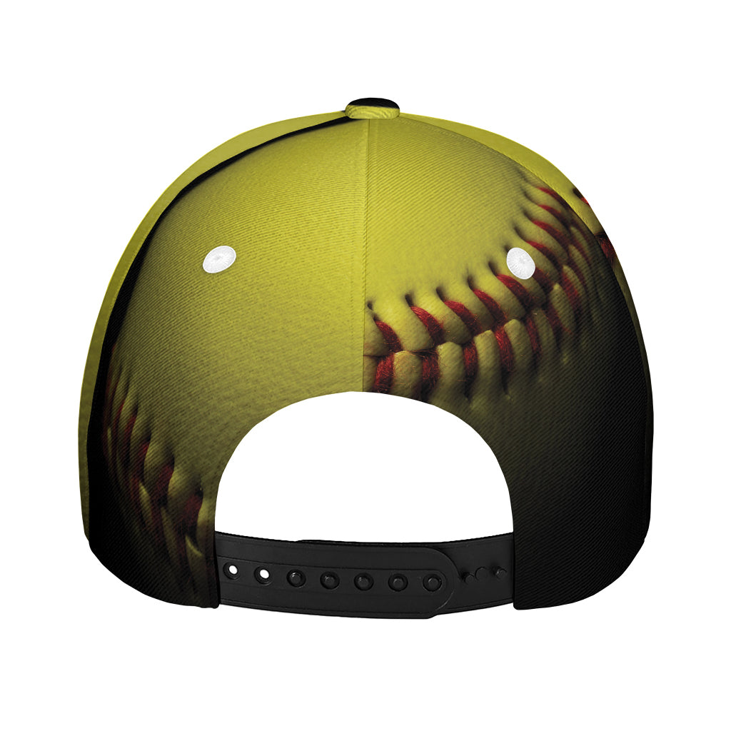 Yellow Softball Ball Print Baseball Cap