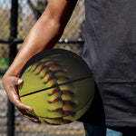 Yellow Softball Ball Print Basketball