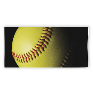 Yellow Softball Ball Print Beach Towel