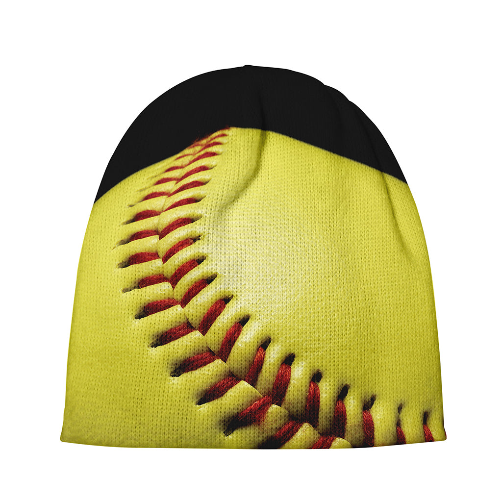 Yellow Softball Ball Print Beanie