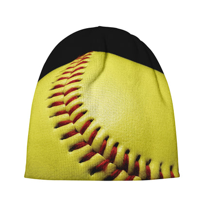 Yellow Softball Ball Print Beanie