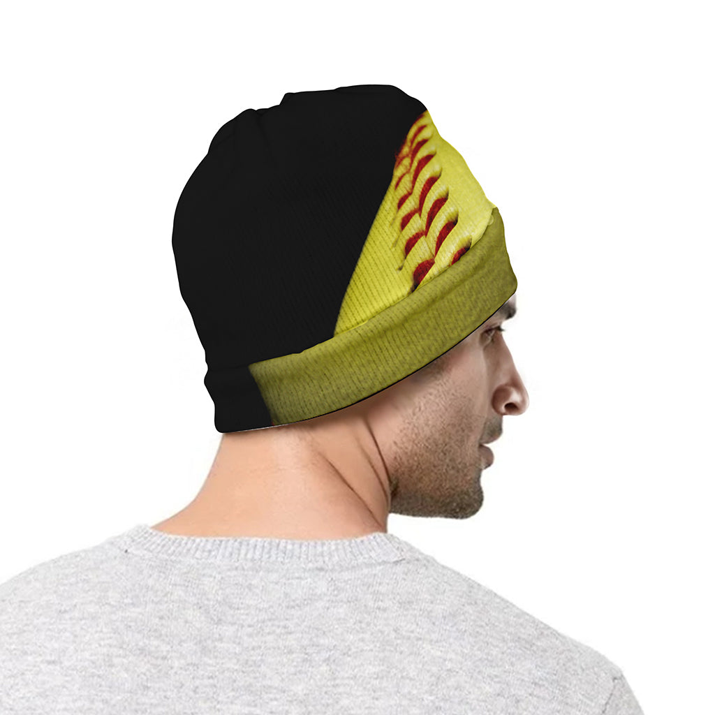 Yellow Softball Ball Print Beanie