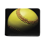 Yellow Softball Ball Print Bifold Wallet