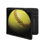 Yellow Softball Ball Print Bifold Wallet