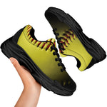 Yellow Softball Ball Print Black Chunky Shoes