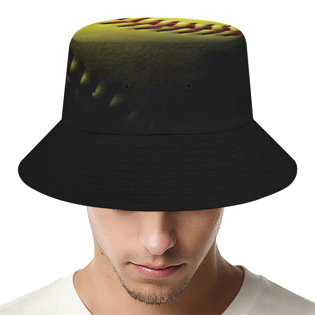 Yellow Softball Ball Print Bucket Hat