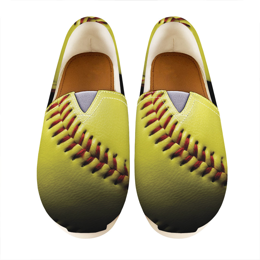 Yellow Softball Ball Print Casual Shoes