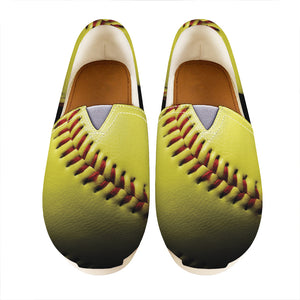 Yellow Softball Ball Print Casual Shoes