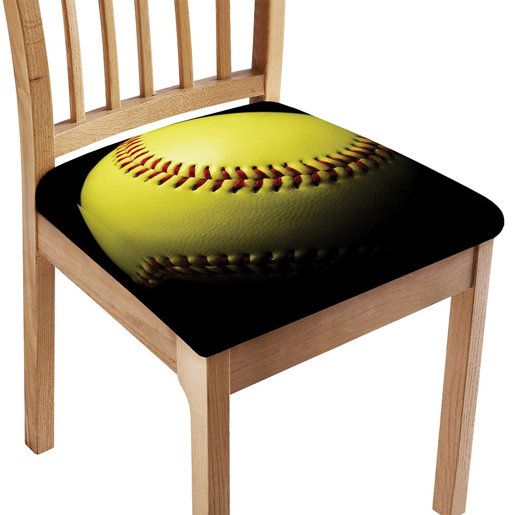Yellow Softball Ball Print Chair Cushion Cover