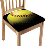 Yellow Softball Ball Print Chair Cushion Cover